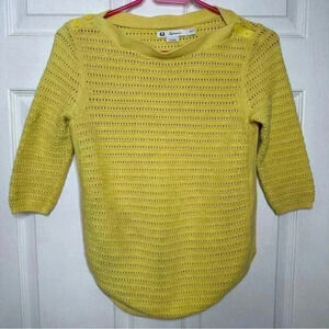 Reitman’s Knitted  Sweater Boat Neck 3/4 Length Sleeves Yellow Size Extra Small